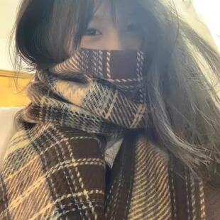围巾女秋冬季格子韩系百搭2025年新款学生保暖高级氛围感披肩围脖