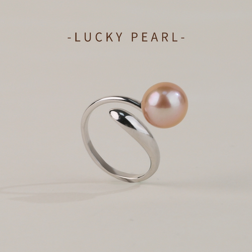 有幸S925银紫色爱迪生珍珠开口戒