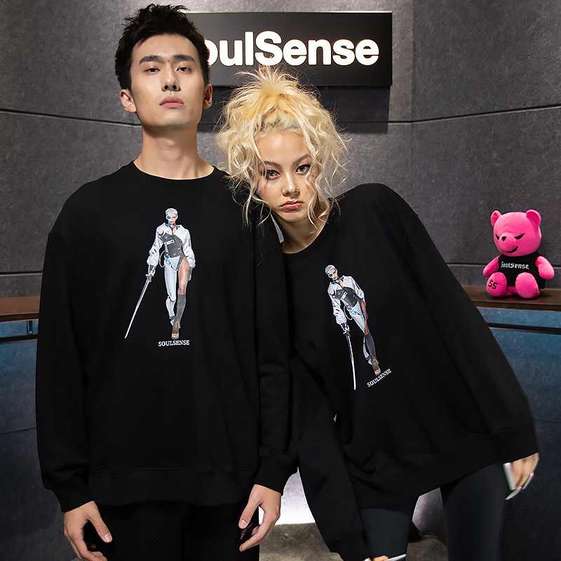 SoulSense系列AI新纪元机械人长袖圆领国潮情侣装卫衣