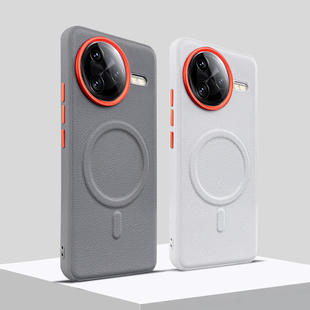 k80至尊版 梵柔 適用于小米紅米k80手機殼磁吸Redmi k80pro素皮高級保護套5g新款 金屬鏡頭圈大孔商務男款
