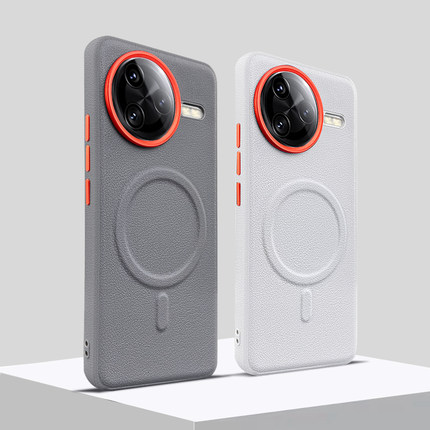 梵柔 适用于小米红米k80手机壳磁吸Redmi k80pro素皮高级保护套5g新款k80至尊版金属镜头圈大孔商务男款