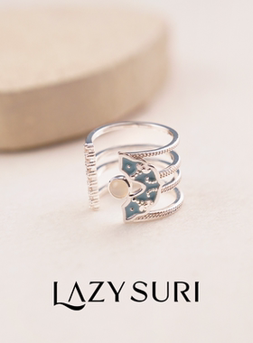LAZYSURI懒苏芮非遗系列云肩多层珐琅戒指轻奢复古新中式指环