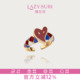 LAZYSURI懒苏芮艺术珐琅彩爱心戒指女开口戒指时尚 新年红色饰品