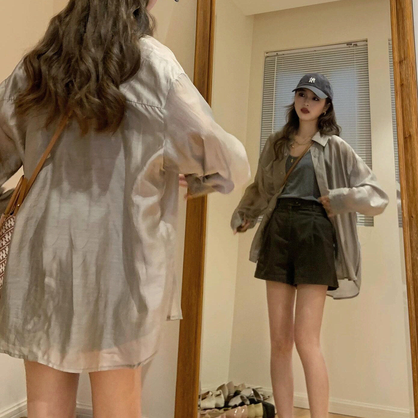 薄款凉感冰丝防晒衬衫女夏季新款宽松遮肉衬衣开衫外穿长袖上衣服