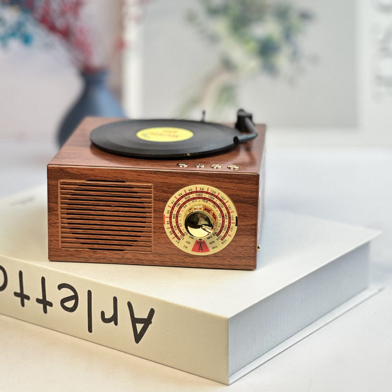 复古蓝牙音箱留声机造型跨境电商爆款创意唱片机造型低音炮小音响