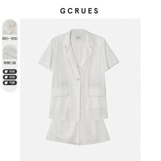 gcrues短袖西装两件套2024年夏季新款上衣韩系早春穿搭休闲短裤女