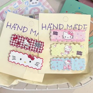 可爱kt猫方形发夹女童甜美侧边夹碎发夹小女孩卡通发卡刘海夹子