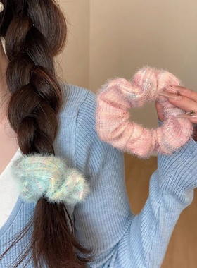 温柔软糯海马毛大肠圈新款针织发圈渐变冰淇淋头绳发绳少女发饰品