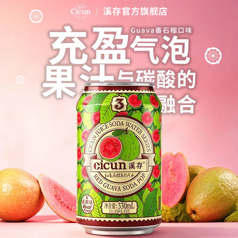 溪存果味苏打水饮料果汁气泡水330ml*6多口味夏日清爽可调配汽水