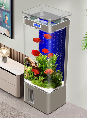 落地智能金鱼缸客厅家用2025新款立式过滤制氧一体生态玻璃免换水