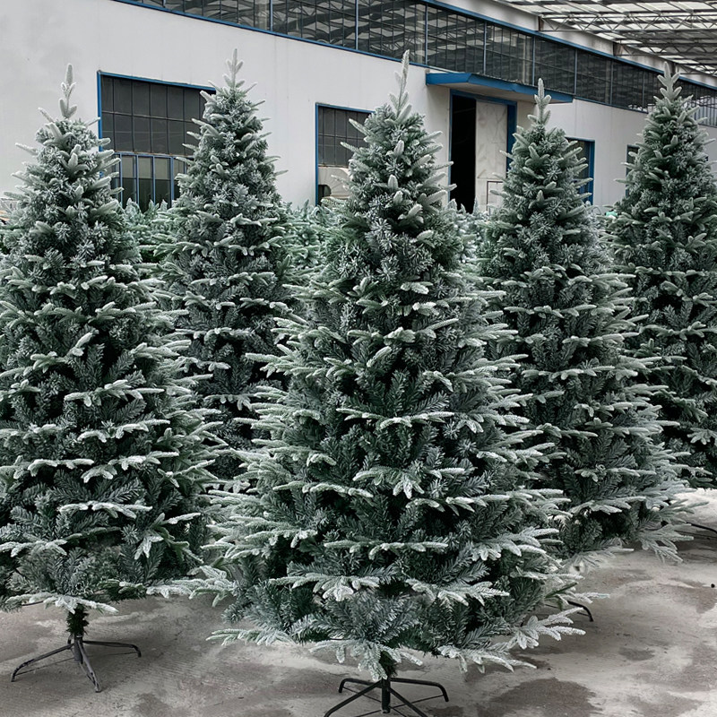 圣诞节装饰加密圣诞树少雪高档白色植绒大型仿真雪树雪花雪景布置