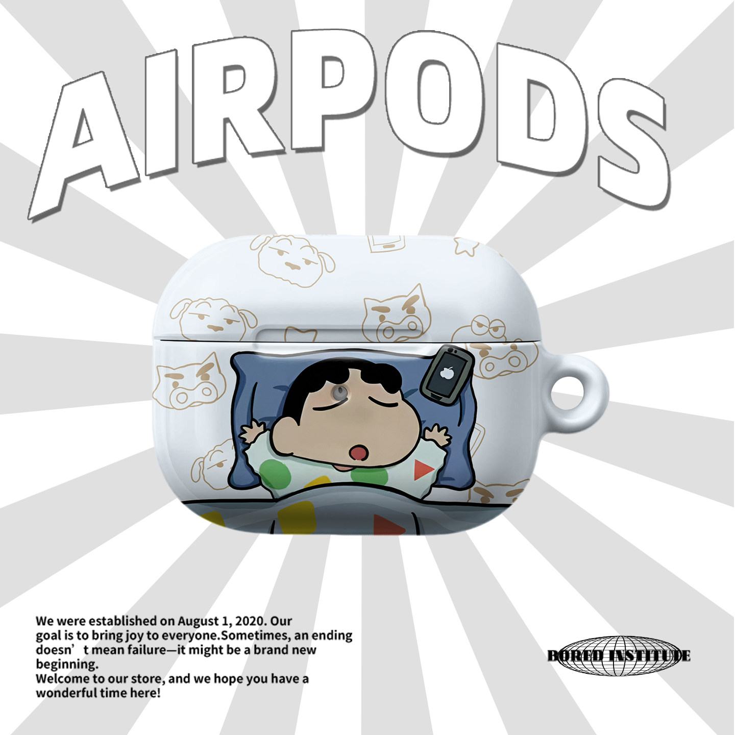 卡通可爱蜡笔小新小众适用于airpods1/2苹果无线蓝牙耳机高级感简约韩国进口菲林保护套airpods pro2/3保护壳