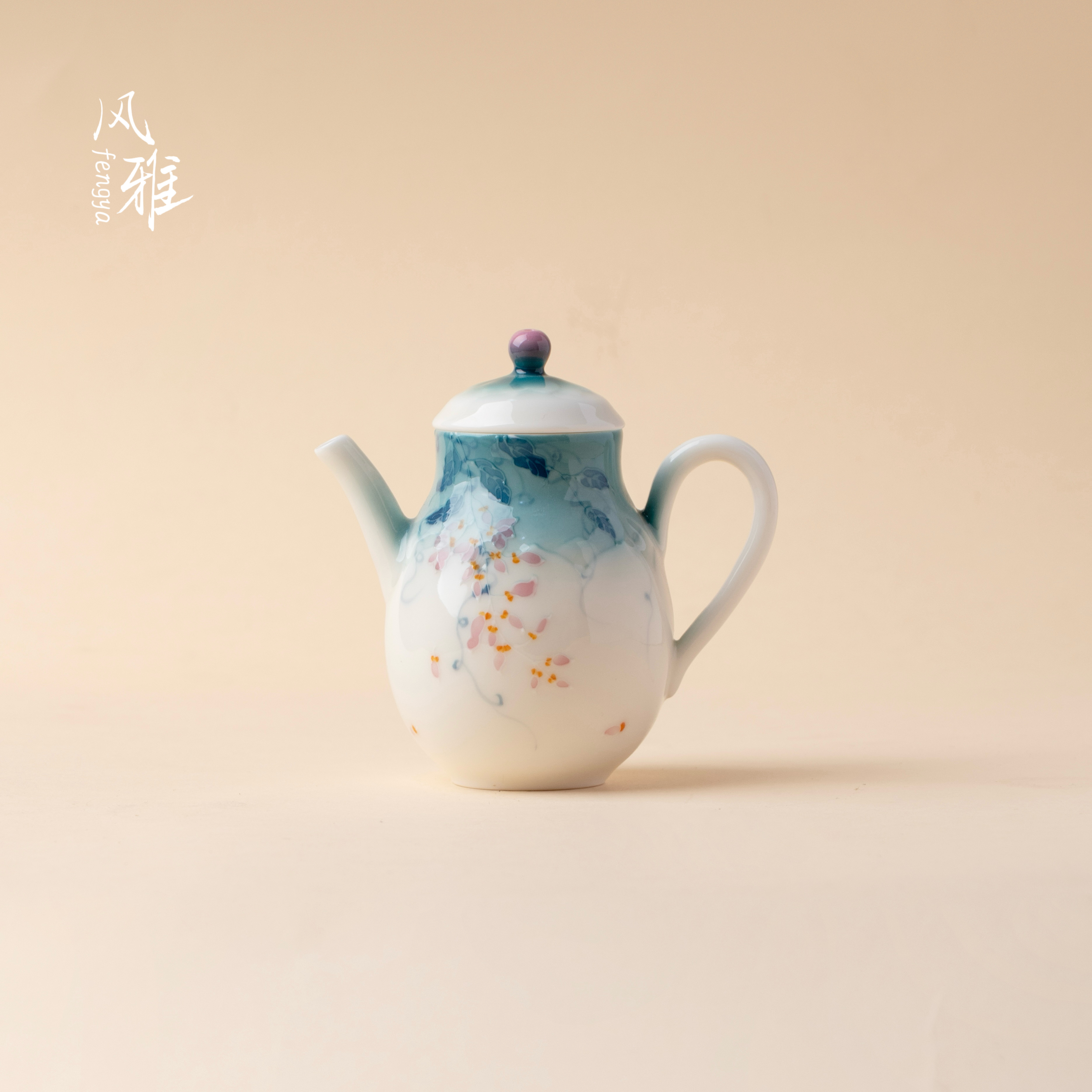 风雅有田烧手绘玉泥幽兰藤雾手执壶中式高档茶壶家用功夫茶具