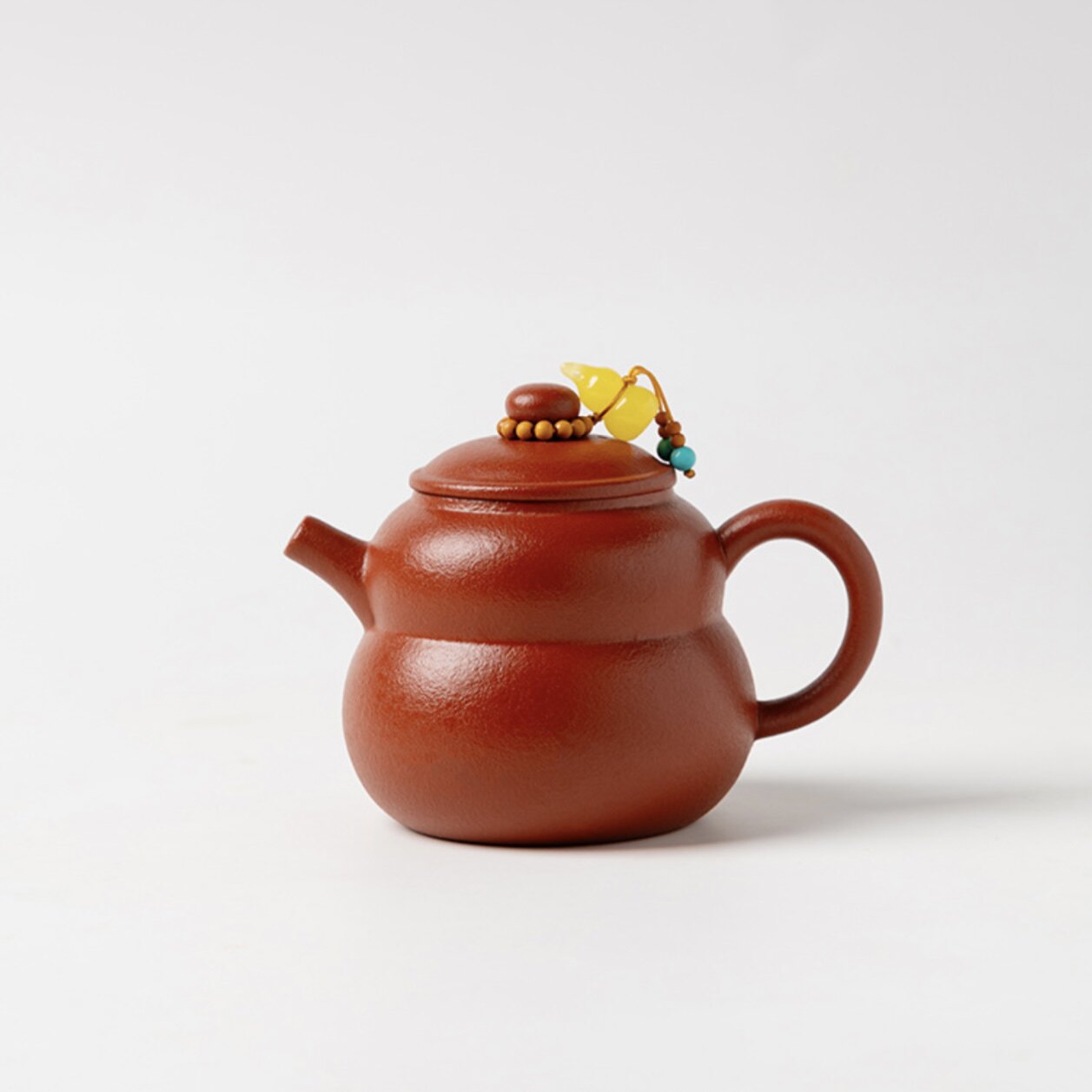 风雅朱泥紫砂葫芦茶壶半手工功夫茶具家用球孔泡茶壶红泥纳福茶壶