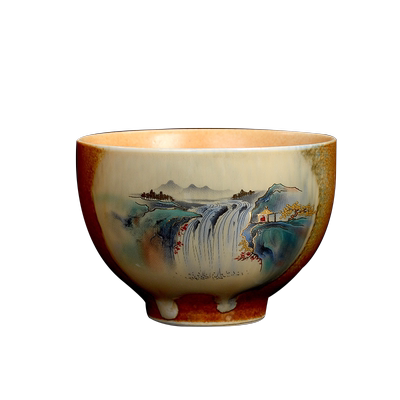 景德镇远山瀑布柴烧手工日式茶盏男女高端功夫茶具单茶杯子主人杯