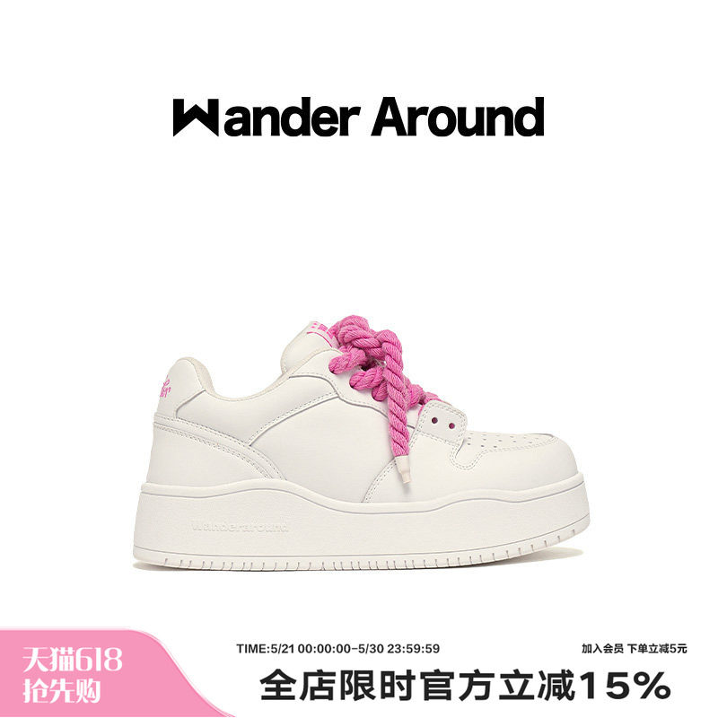 【杨超越同款】Wander around25年春款厚底增高休闲板鞋小白鞋女