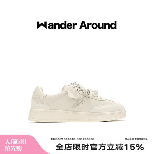 Wander around2025新款小白鞋厚底增高休闲板鞋复古德训鞋女