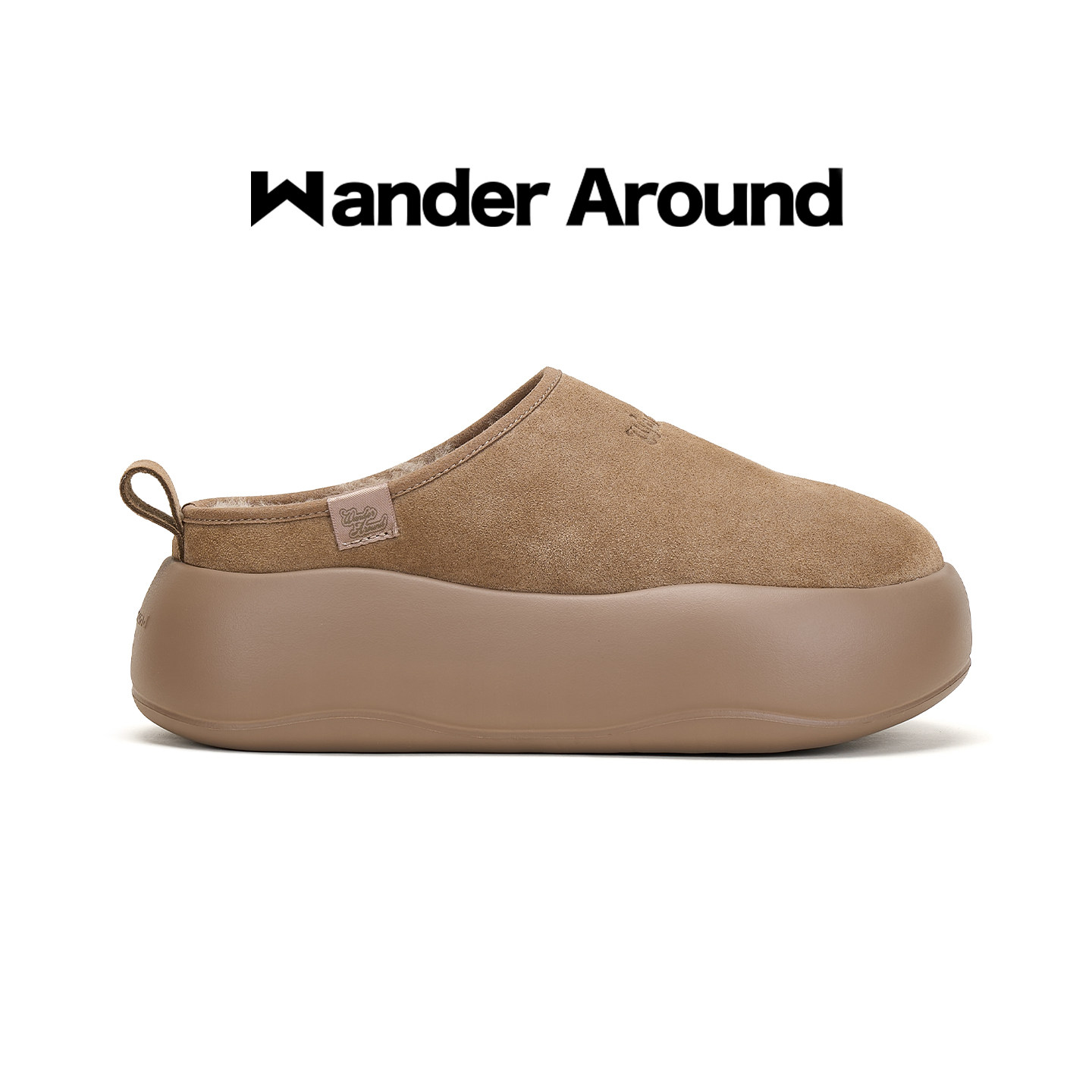 Wander around「小胖包」半拖保暖棉鞋厚底增高5cm短筒雪地靴