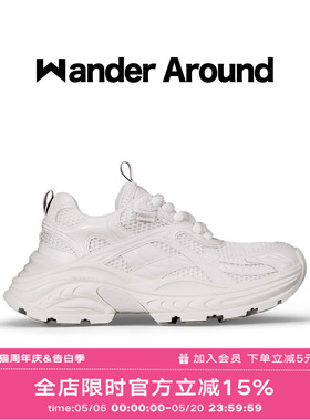 【胡夏同款】Wander Around 漫行春秋款白色厚底增高运动老爹鞋女