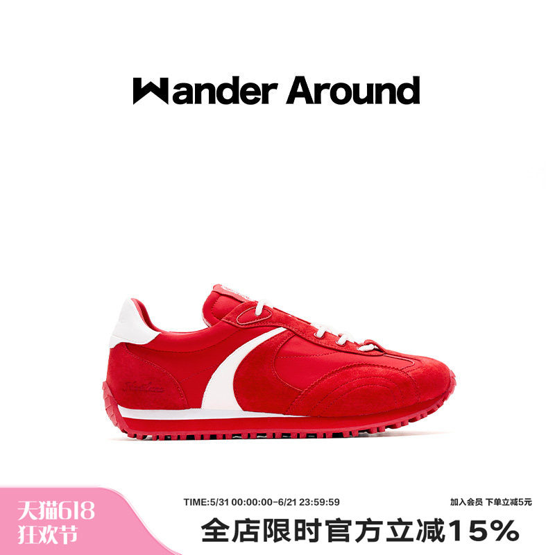 Wander around2025春夏新款LUNA系列红白拼色阿甘休闲德训鞋女