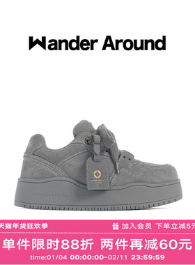 【孙燕姿同款】Wander around 复古灰色厚底增高休闲板鞋男女同款