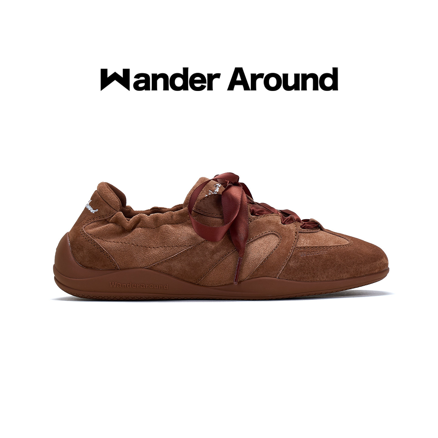 Wander around2026秋款棕色厚底增高3CM休闲鞋复古芭蕾德训鞋女图片