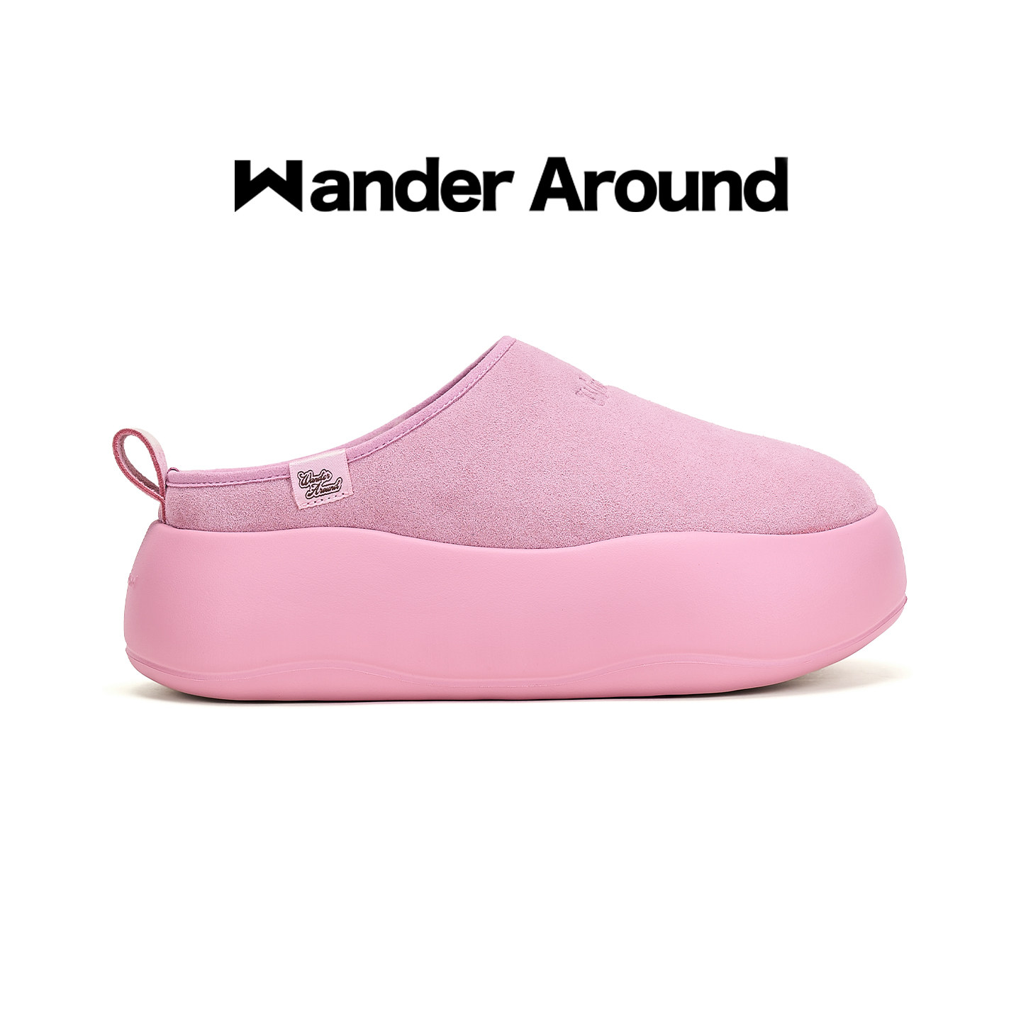 Wander around「小胖包」半拖保暖棉鞋厚底增高5cm短筒雪地靴