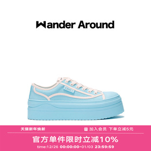厚底增高6CM休闲百搭马卡龙蓝色帆布鞋 薄款 女 around夏季 Wander