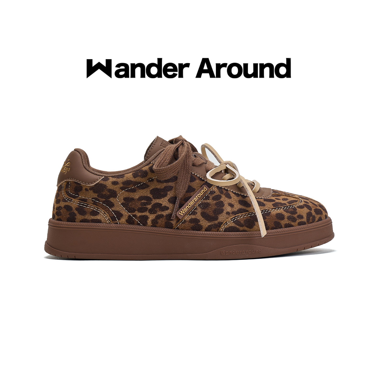 Wander around2026秋款豹纹棕色厚底增高3CM休闲鞋芭蕾德训鞋女图片