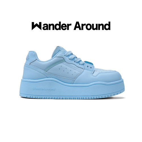 Wander around2026夏季新款蓝色厚底增高透气休闲板鞋男女同款