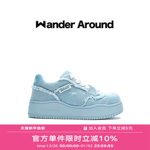 复古牛仔蓝厚底增高休闲板鞋 新款 女 around2025年秋季 Wander