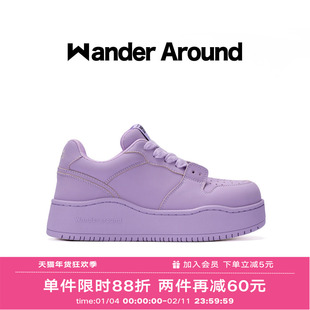 【明星同款】 Wander around漫行春秋款紫蝴蝶厚底增高休闲板鞋女
