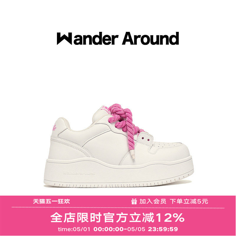 【杨超越同款】Wander around25年春款厚底增高休闲板鞋小白鞋女