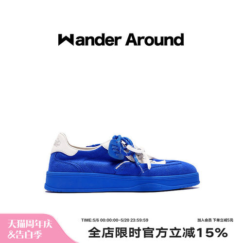 【明星同款】Wander around2025新款蓝色休闲增高板鞋德训鞋女