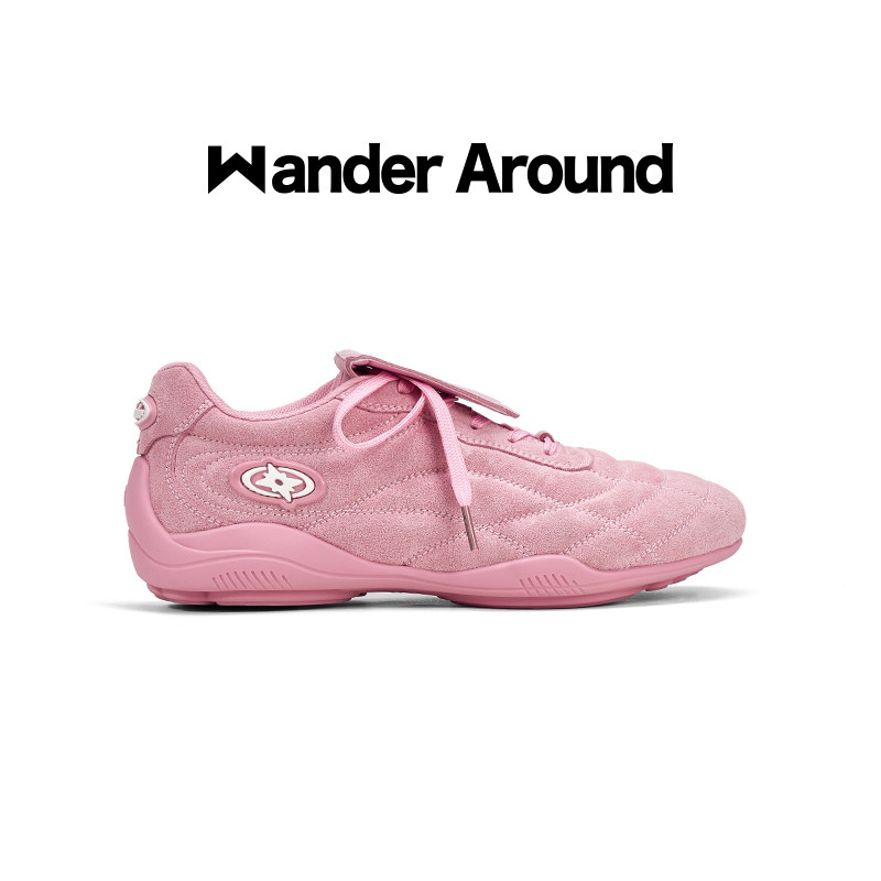 Wander around2026春秋新款粉色厚底增高足球鞋复古德训鞋女