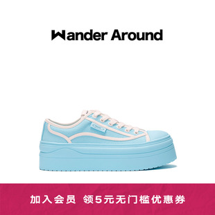 厚底增高6CM休闲百搭马卡龙蓝色帆布鞋 薄款 女 around夏季 Wander