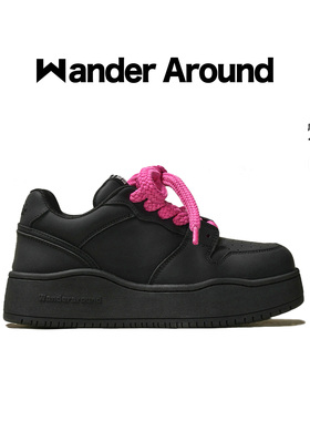 【明星同款】Wander around春秋款黑色厚底增高休闲板鞋男女同款