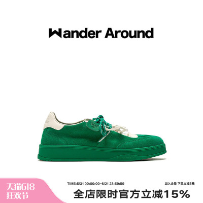 【明星同款】Wander around2025新款白绿休闲板鞋复古德训鞋女