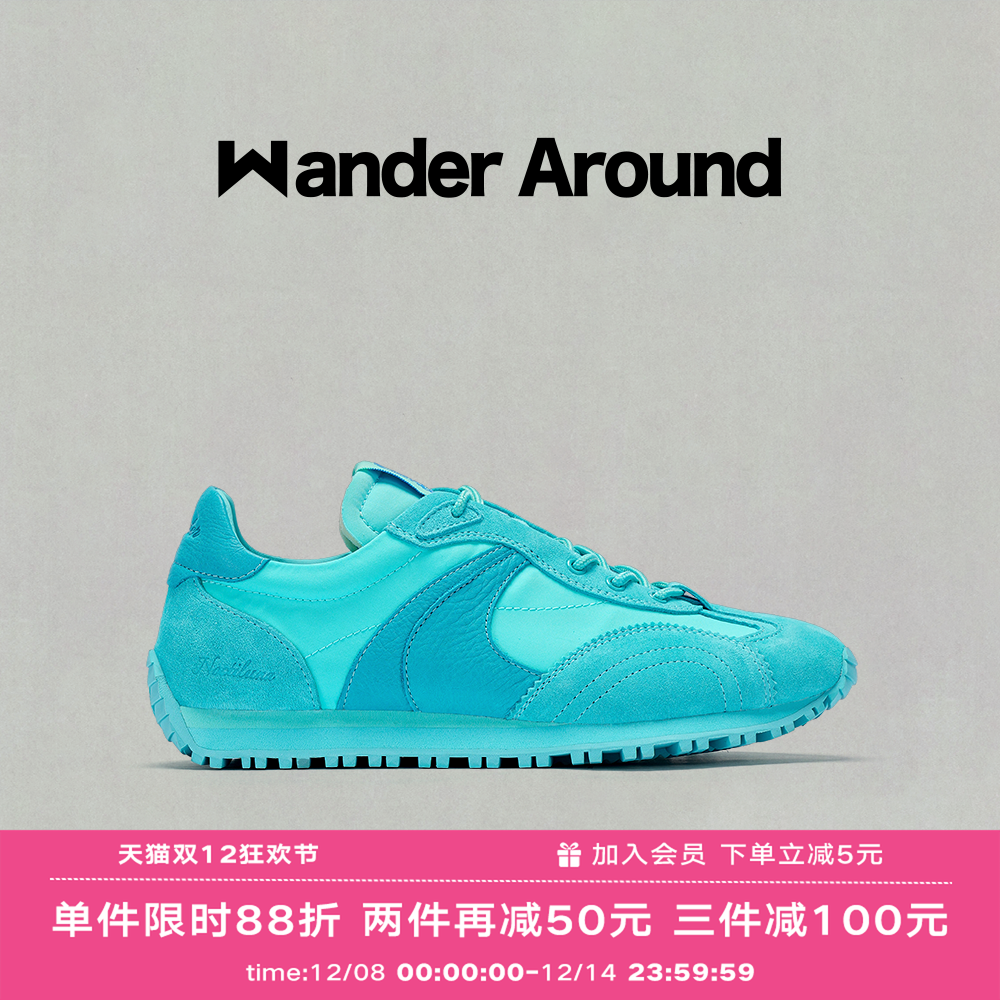 Wander around漫行24年LUNA系列蓝色厚底阿甘鞋休闲运动德训鞋女