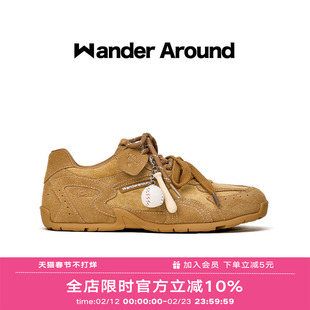 Wander around2025秋季新款厚底增高德训鞋休闲复古足球鞋女