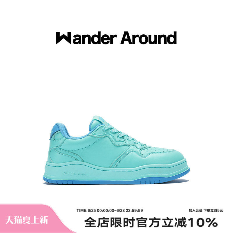 Wander around秋款花巷Flower Lane系列晴空蓝低帮平底休闲板鞋女
