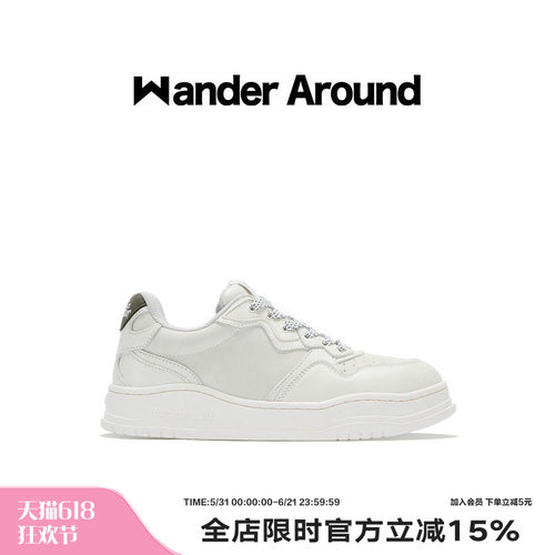Wander around秋款花巷Flower Lane系列汉玉白低帮平底休闲板鞋女