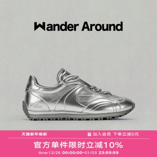 休闲德训鞋 LUNA系列银色厚底阿甘鞋 女 around漫行春秋款 Wander