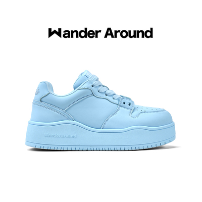 Wander around2026年春秋新款蓝色厚底增高休闲板鞋女