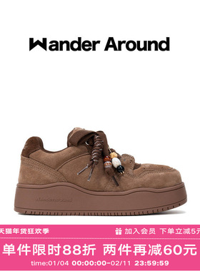 Wander around2025年秋季新款复古棕色厚底增高休闲板鞋女