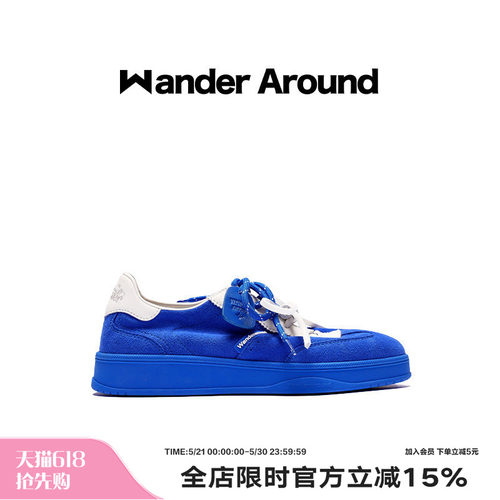 【明星同款】Wander around2025新款蓝色休闲增高板鞋德训鞋女