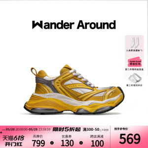 Wander Around 漫行2024年新款春夏蜜金色做旧老爹鞋透气运动鞋女
