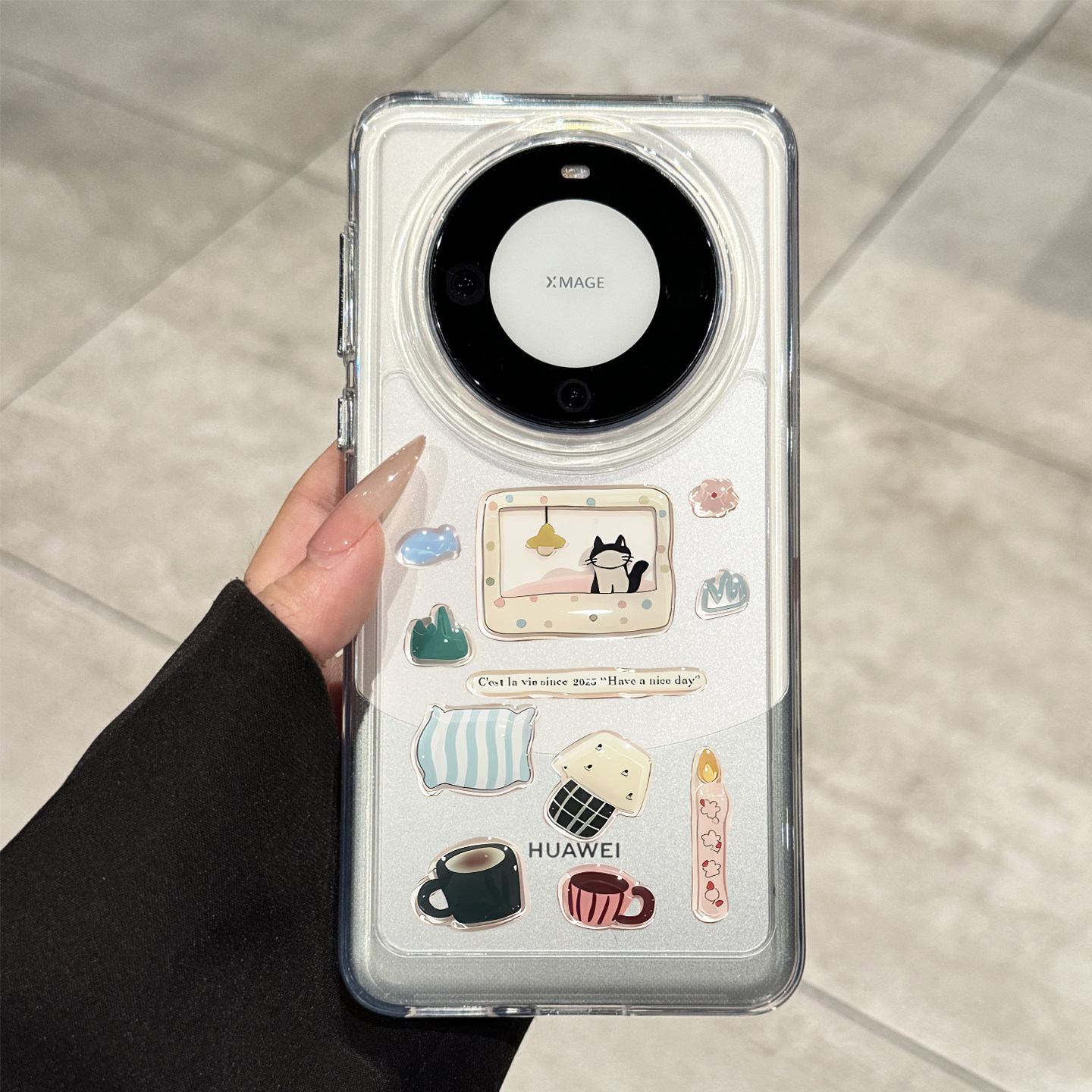 适用华为mate60pro可爱猫咪贴纸
