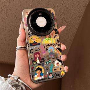 抽象女孩mate60创意超薄mate50小众m40高级感好看女款 适用华为mate80手机壳新款 mate80promax全包防摔m70个性