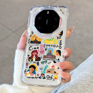 适用华为mate80rs非凡大师手机壳新款 抽象女孩mate80全包m70rs小众创意70pro高级感m60超薄透明60pro防摔女款